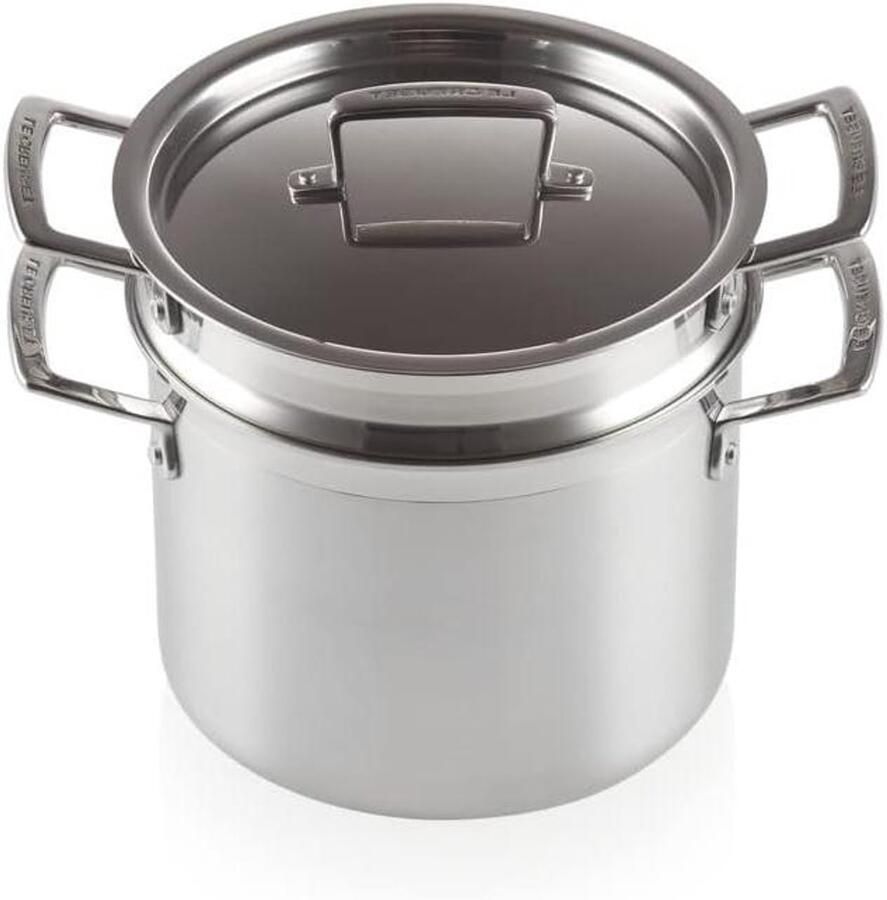 Roestvrijstalen Pastapan Pastakoker Soepmaker Koken en Stomen 3-lagen Constructie 20 cm Zilverkleurig