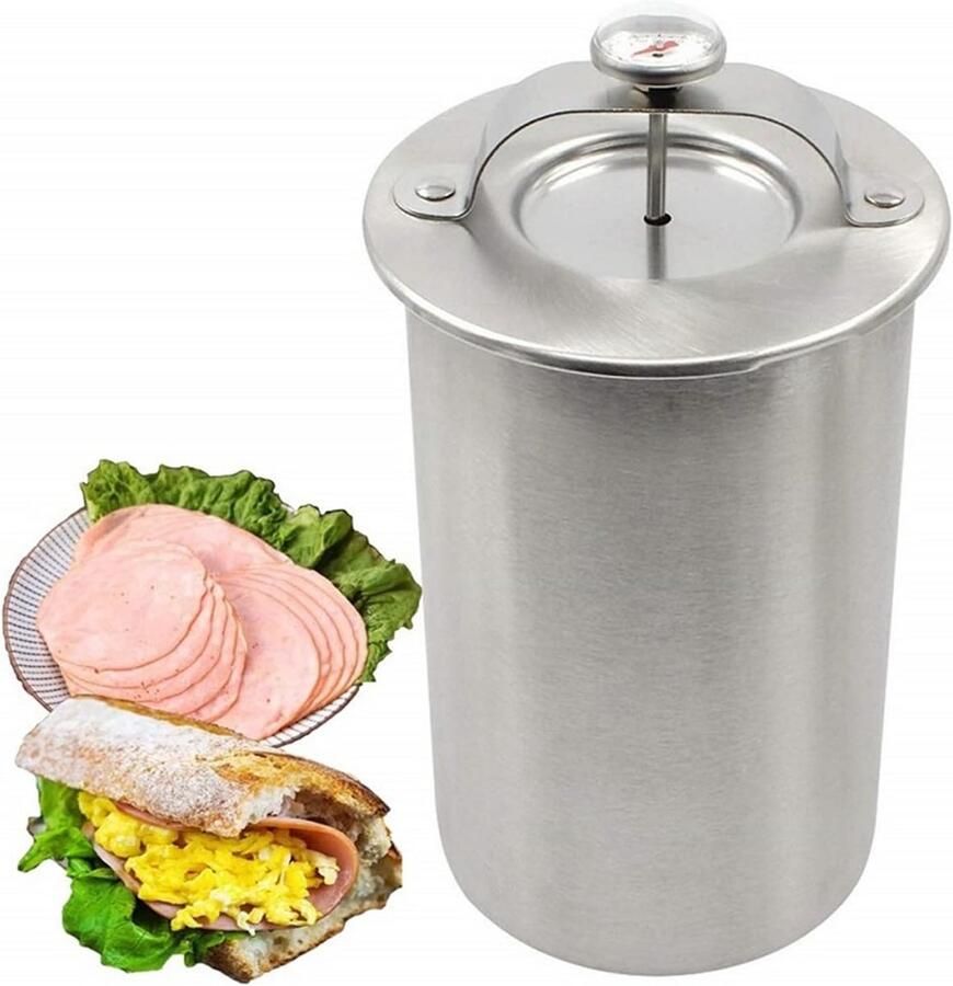 Roestvrijstalen Pers voor Ham Vlees en Worst Inclusief Vleesthermometer