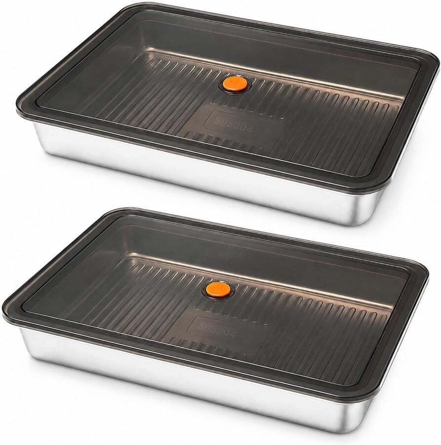 RVS pizza gistbox met deksel voor het bewaren van pizzadeeg 2 stuks ideaal voor thuisgebruik en professionele bakkers