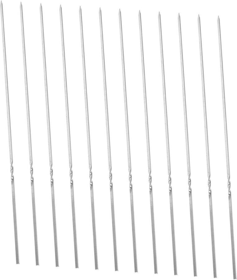 Roestvrijstalen Platte Spiesjes Grillspiesen Metalen Stokjes Buiten Barbecueën Plat Voorkomt Draaien 35 cm Lengte Zilver
