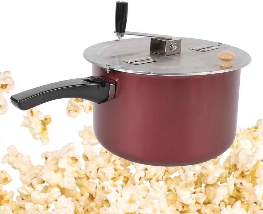 Roestvrijstalen Popcorn Popper Stovetop Popcorn Maker Hand Bediend Compact Ontwerp Popcornpot met een Handkast de ShopVlot