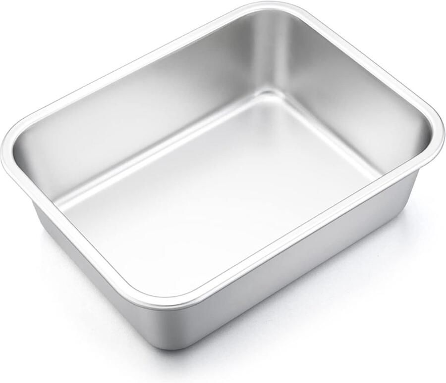 Roestvrijstalen rechthoekige bakplaat 32 x 25 x 8 cm ideaal voor lasagne brownies en ovenschotels vaatwasserbestendig en hittebestendig - Foto 1