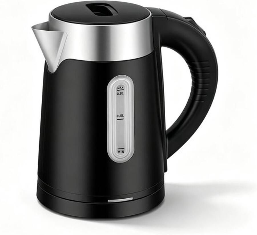 Roestvrijstalen reiswaterkoker klein 800 ml 600 W campingwaterkoker met waterniveau-indicator elektrische waterkoker voor reizen camping caravan of onderweg snel automatische uitschakeling