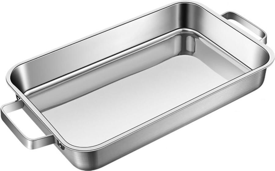 Roestvrijstalen Roosterbak Diepe Roosterpan Oven Gebruik Inductie Compatibel 38cm