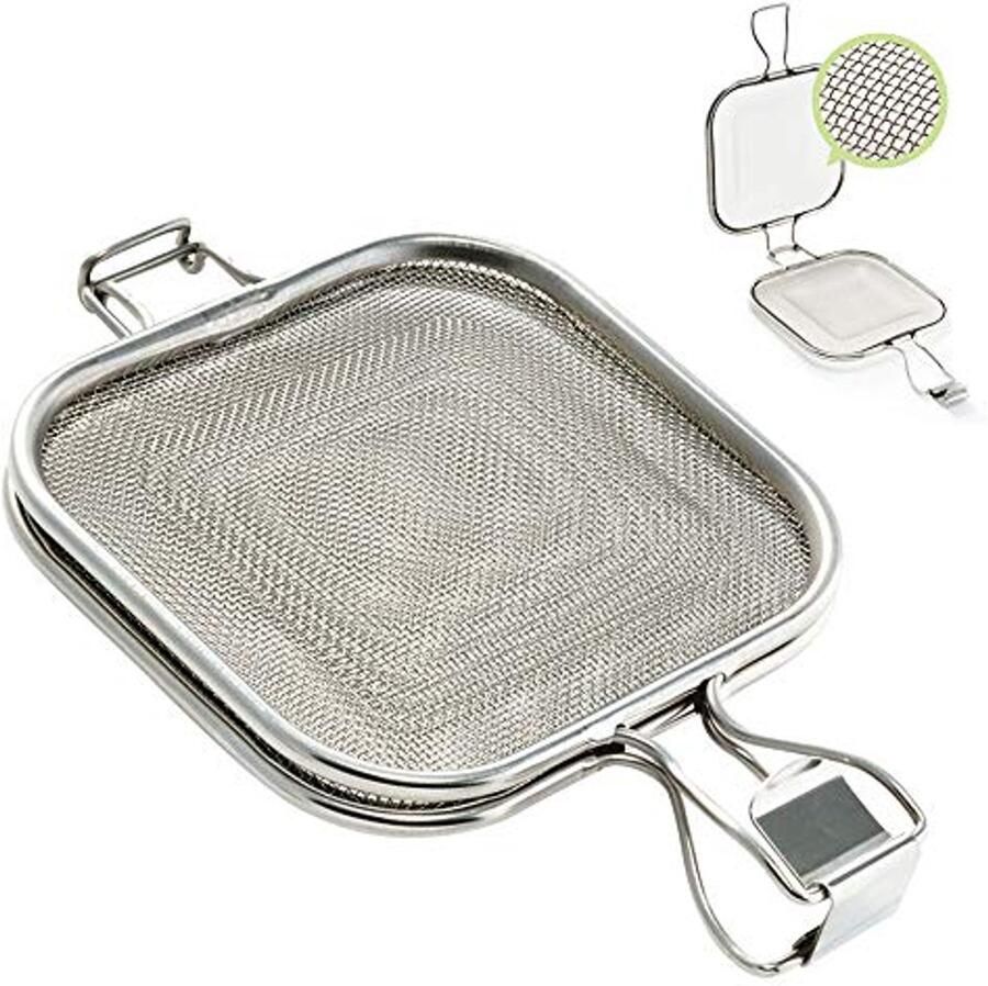 Roestvrijstalen sandwichgrillmand voor oven en broodrooster met klem en vouwgaas