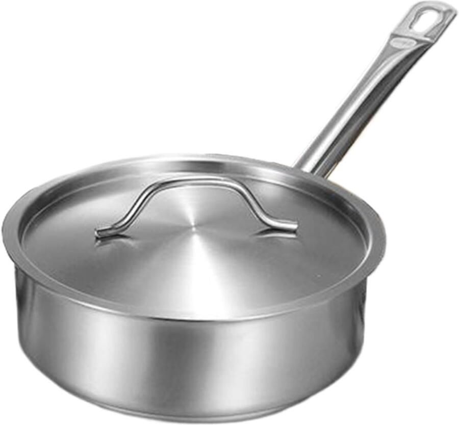 Roestvrijstalen sauteerpan Koekenpan met deksel Gelijkmatig koken 3-laags constructie 24 cm 4L Zilver