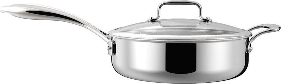 Roestvrijstalen Sauteerpan Koekenpan Steelpan Koken aanbraden 5-laags Constructie 24 cm Zilver