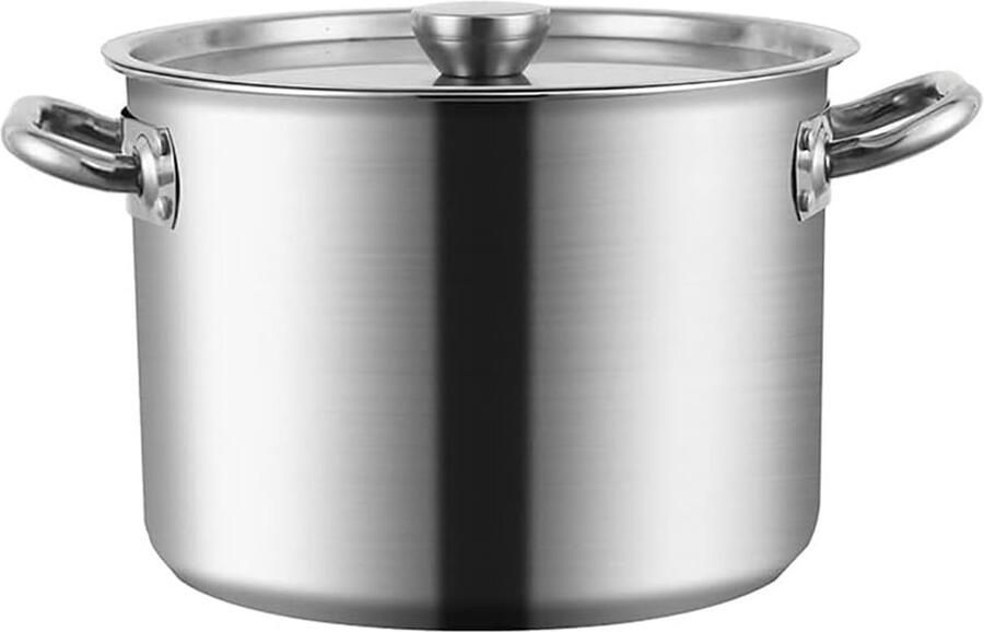 Roestvrijstalen Soeppan Braadpan Inductie Grote Maaltijden Bereiden Drielaags Composietbodem 30 Liter Zilver