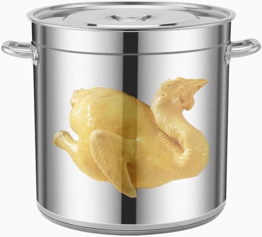 Roestvrijstalen Soeppan Grote Kookpot Commercieel Koken Drielaags Composietbodem 20 Liter Zilver