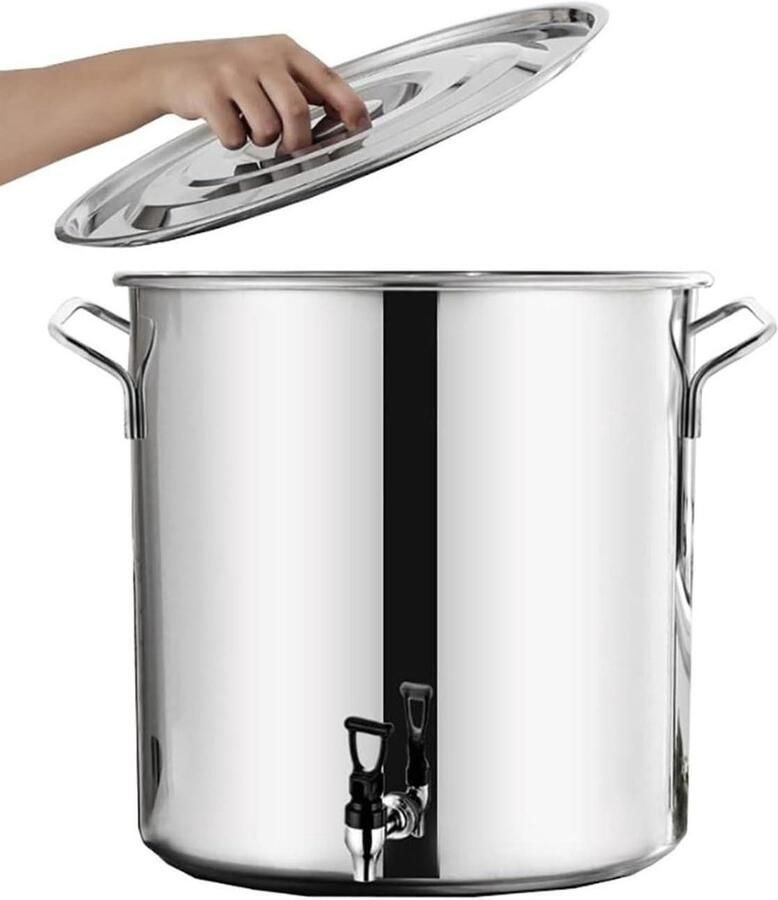 Roestvrijstalen Soeppan Kookpan Deksel Gelijkmatig Koken Composiet Bodem 20-60 cm Zilver