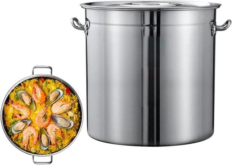 Roestvrijstalen Soeppan Kookpan met mand Grote hoeveelheden koken Inclusief zeefmand en deksel 30L Zilver