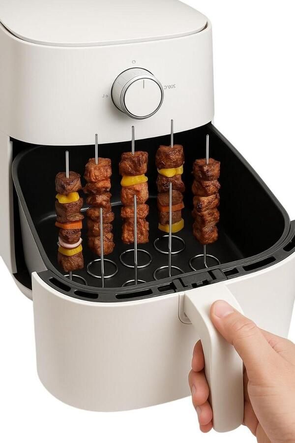 Roestvrijstalen Spiesen Airfryer Accessoires Gelijkmatig Garen Optimaal Ruimtegebruik 10 Stuks Zilver