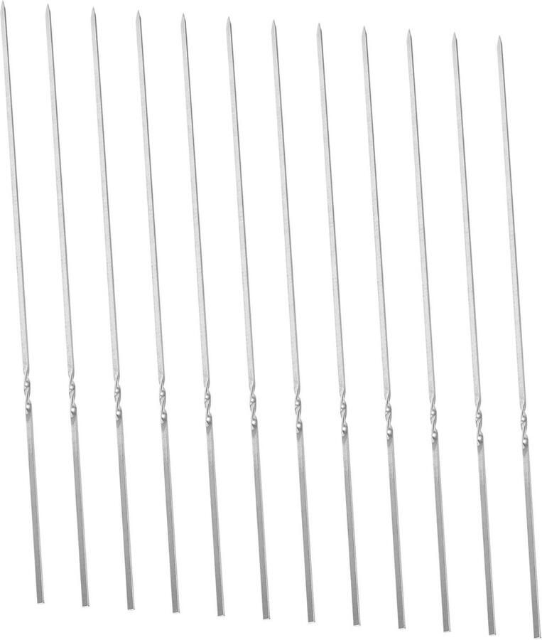 Roestvrijstalen Platte Spiesjes Grillspiesen Metalen Stokjes Barbecue Vlees Groenten Rijgen Plat Voorkomt Draaien 35 cm Lengte