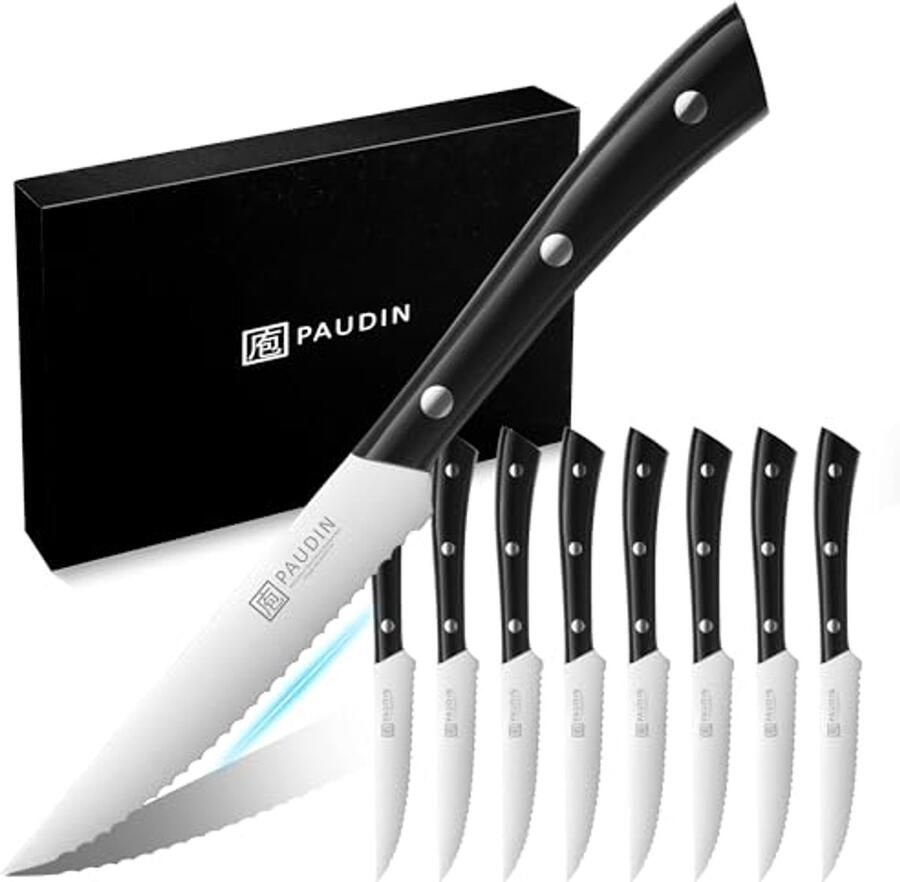 Roestvrijstalen Steakmessenset 8-delige Set met Ergonomische Handgreep en Ultrascherpe Lemmeten