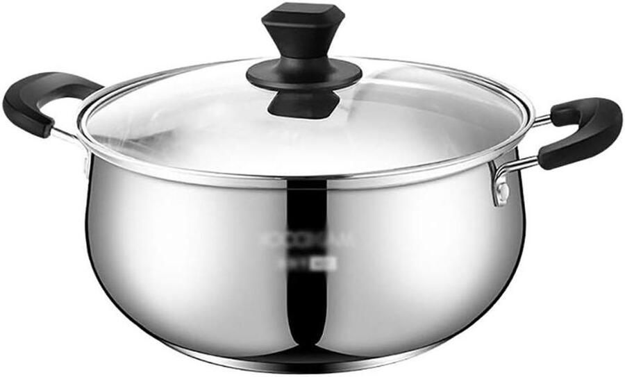 Roestvrijstalen Steelpan Kookpan Voorraadpot Koken en Serveren Drielaags Composiet Bodem 20 cm Zilver