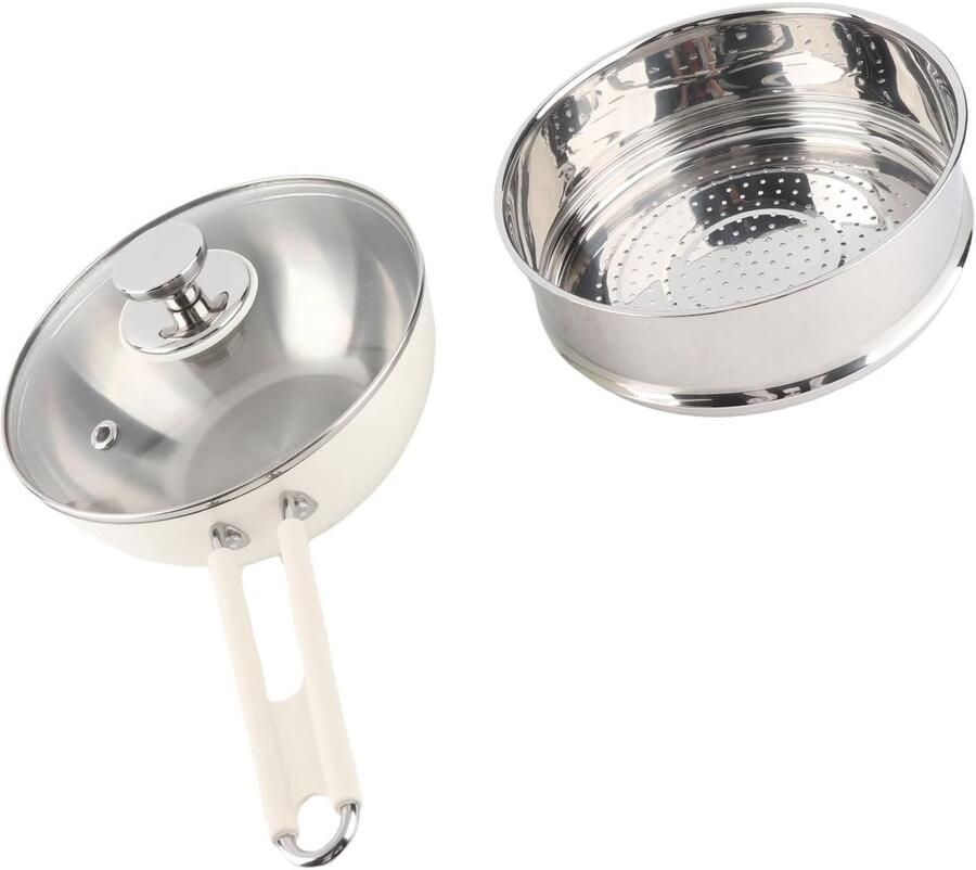 Roestvrijstalen Steelpan Noedelpot Stoompan Koken en Stomen Antiaanbaklaag 9.8L Capaciteit Zilver