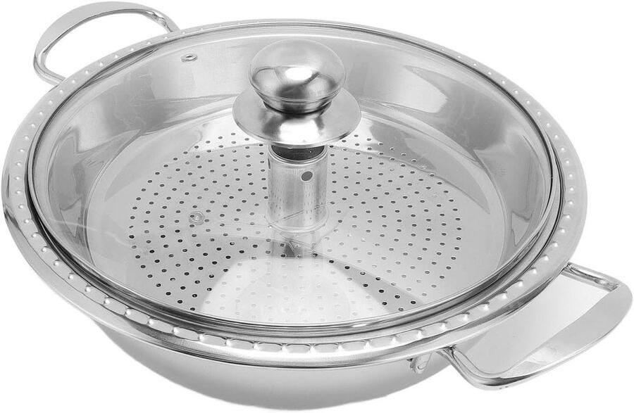 Roestvrijstalen Steelpan Soeppan Mand Grote porties koken Inductie compatibel 11.2 Liter Zilver