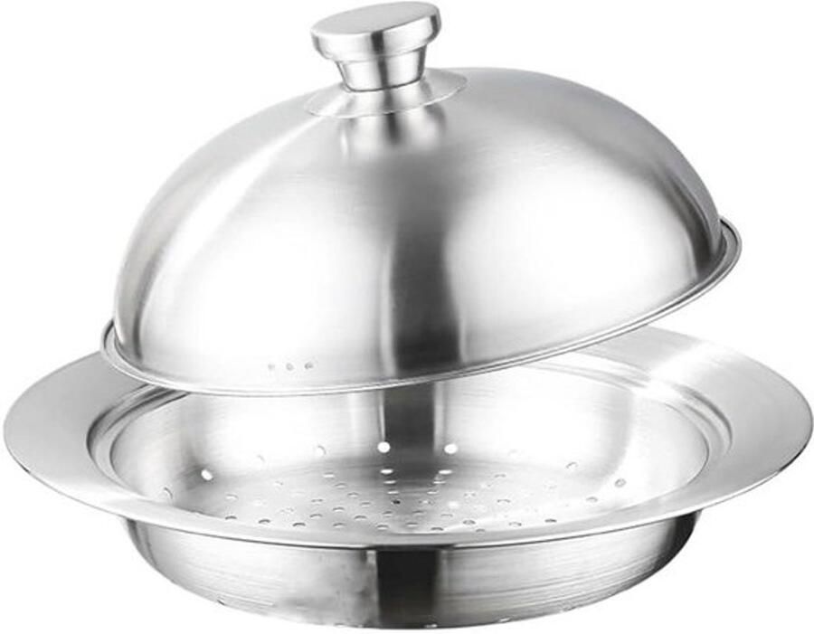 Roestvrijstalen stoombak Stoompan Kookpan Gezond Koken Inductie Geschikt 20 cm Diameter Zilverkleurig