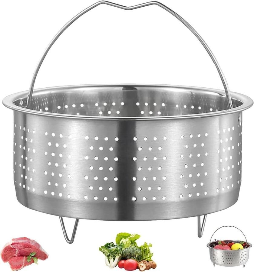 Roestvrijstalen stoominzet Zeef pan Gezond koken Fijn geperforeerd 16 cm diameter Zilver