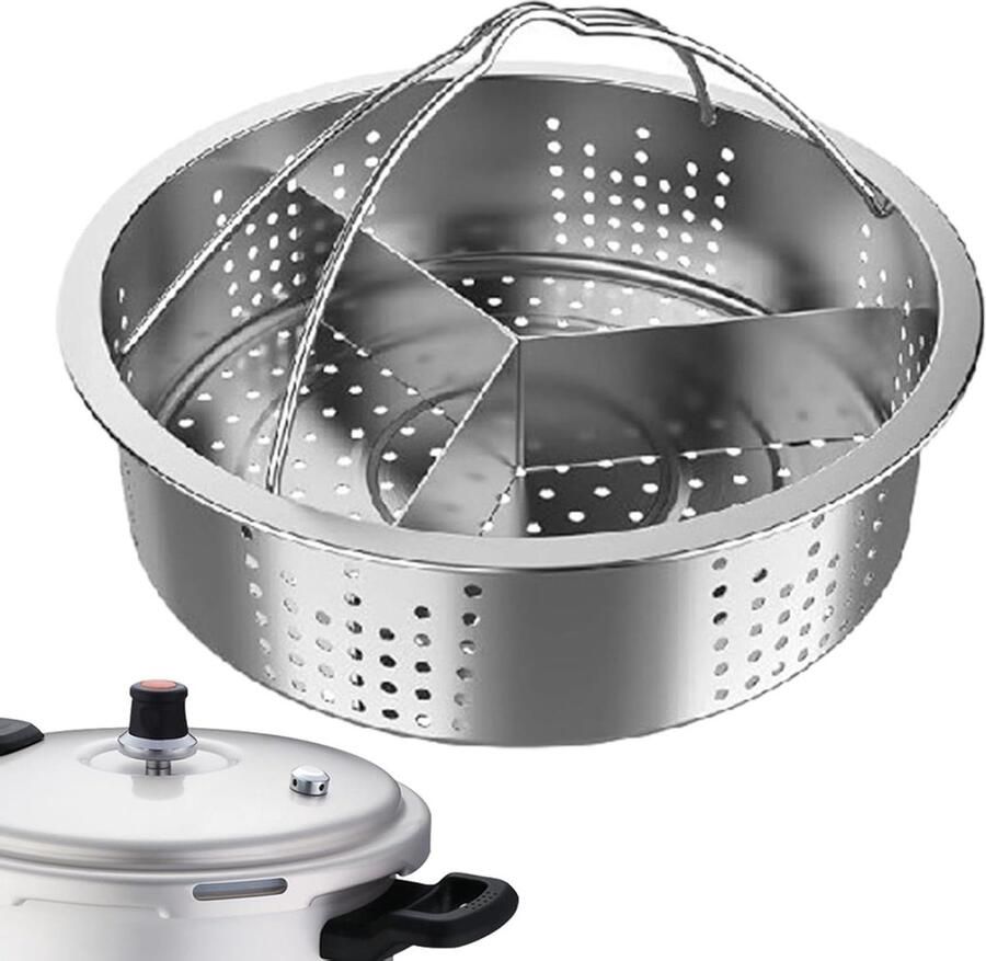 Stoommand RVS Stoomrek Separator Efficiënt Koken Drievoudige Scheiding 20 cm Diameter Zilver