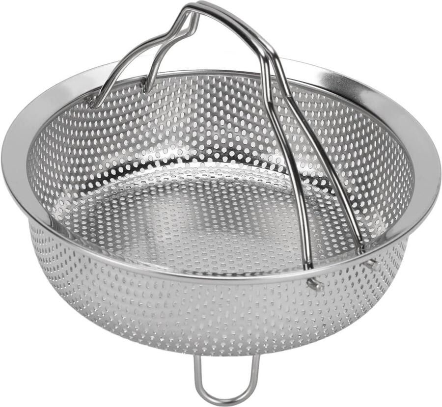 Roestvrijstalen Stoommand Groentestomer Mandje Gezond Koken Geperforeerd Ontwerp Medium Zilver