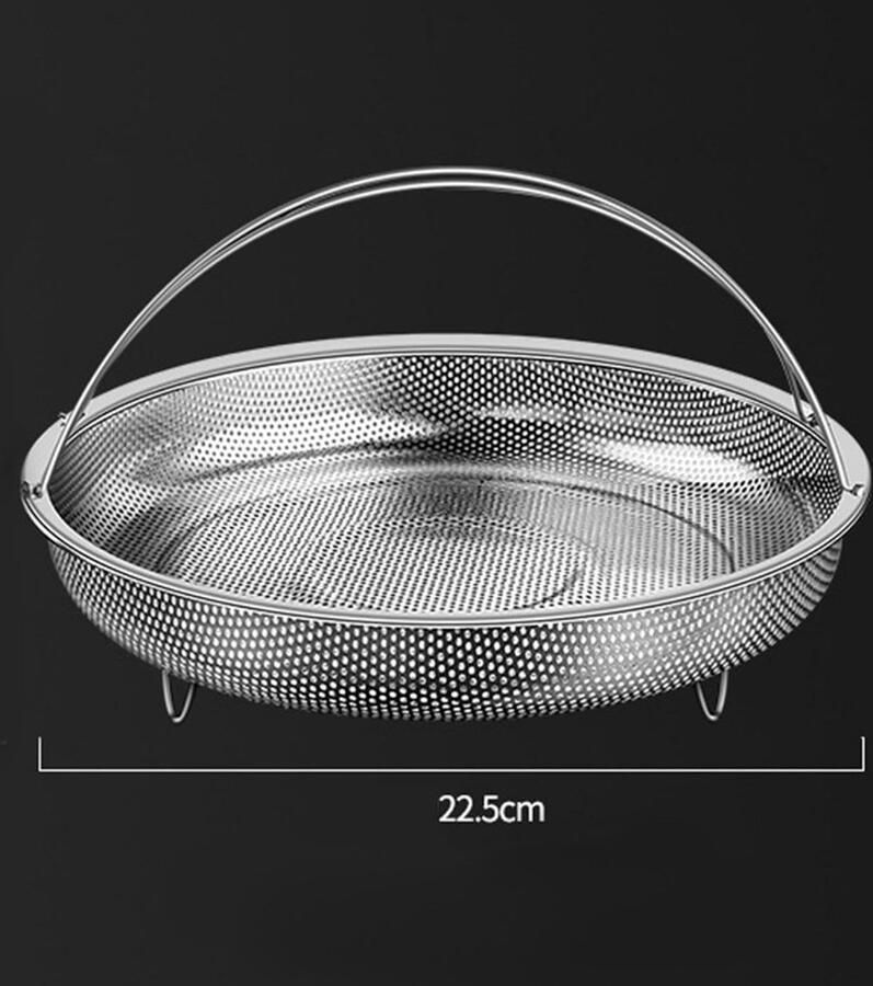 Roestvrijstalen Stoommand Keukenmand Net Snel Groenten Koken Fijne Afvoergaatjes 22.5 cm Diameter