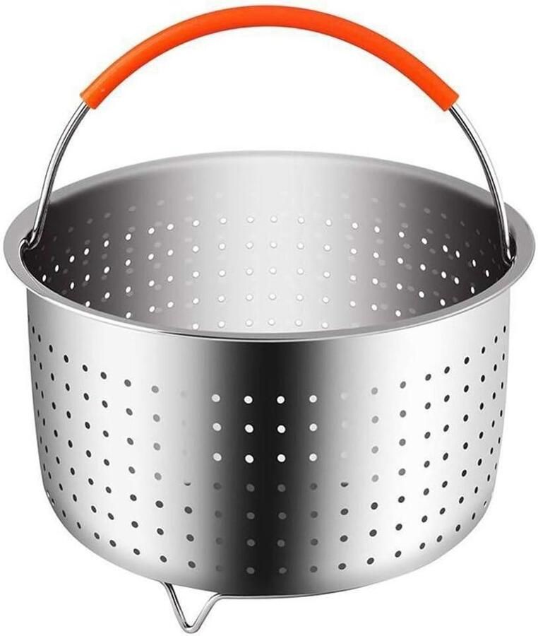 Roestvrijstalen Stoommand Kookmand Inzet Gezond Koken Met Siliconen Handvat 17 cm Diameter Zilverkleurig