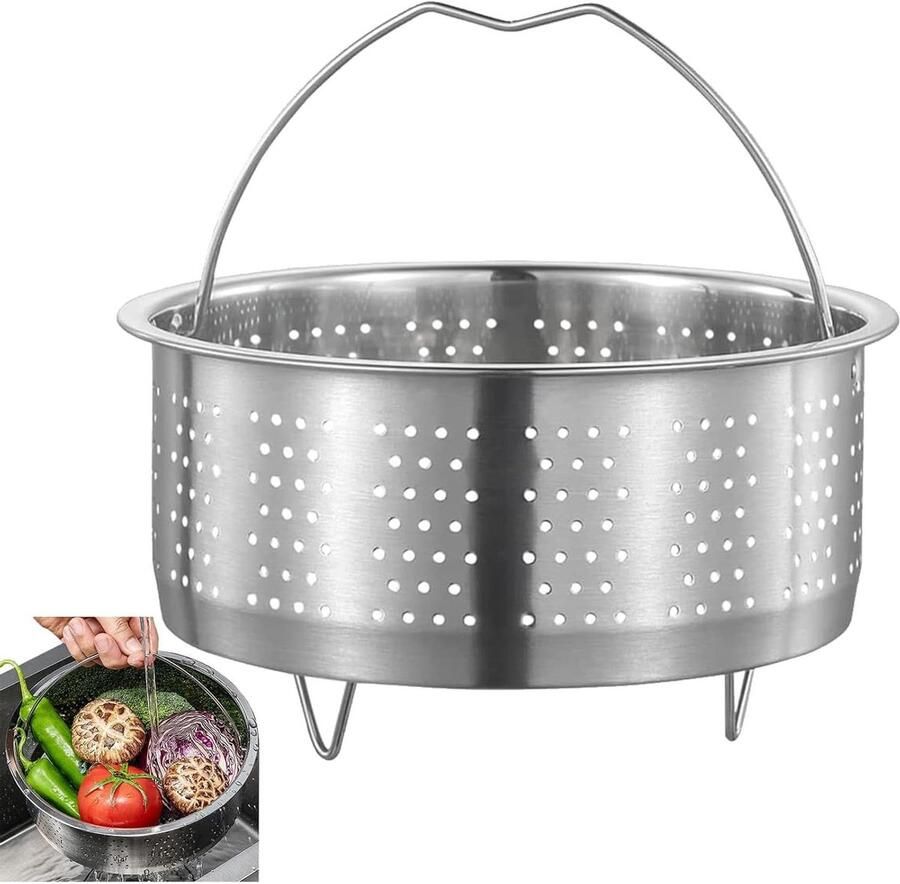 Roestvrijstalen stoompan 20 cm Compacte stoomkoker voor groenten fruit en eieren