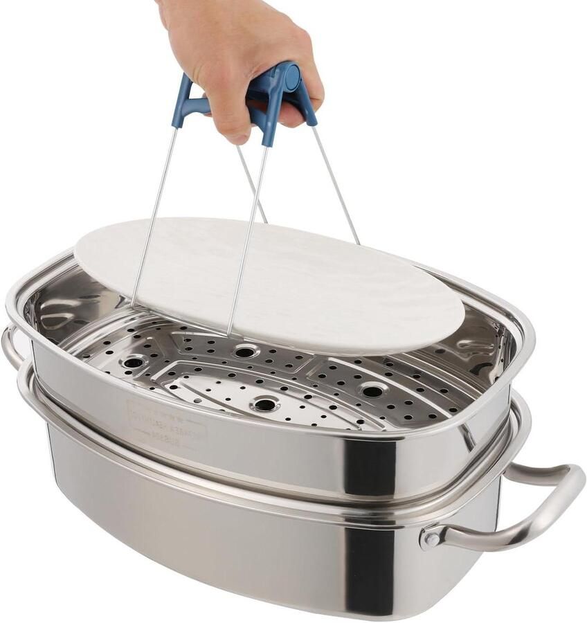 Roestvrijstalen stoompan Dubbele stoompan Kookpan Gezond Koken Met Timer 6 liter Zilver
