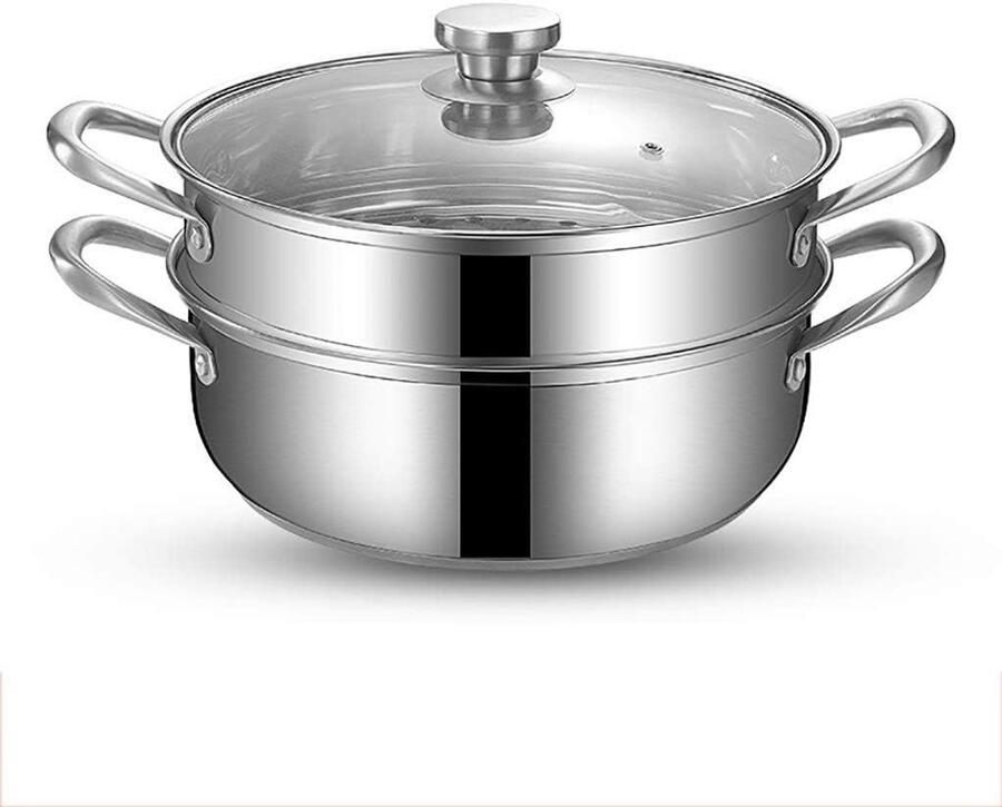 Roestvrijstalen Stoompan Gepolijste Pan Gezond Koken Gelijkmatige Warmte 275 x 18 Cm Zilverkleurig