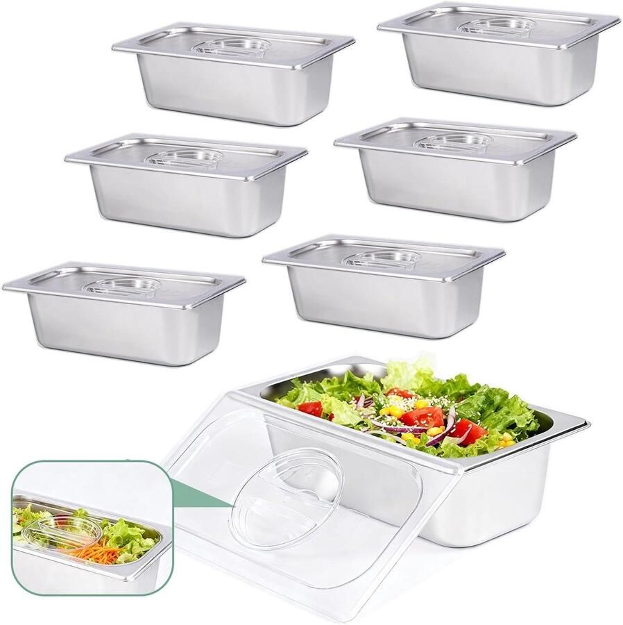 Roestvrijstalen Stoompan Hotelpan Catering Voedsel Bereiden Versterkte Gerolde Randen 1 3 x 4 inch Zilver