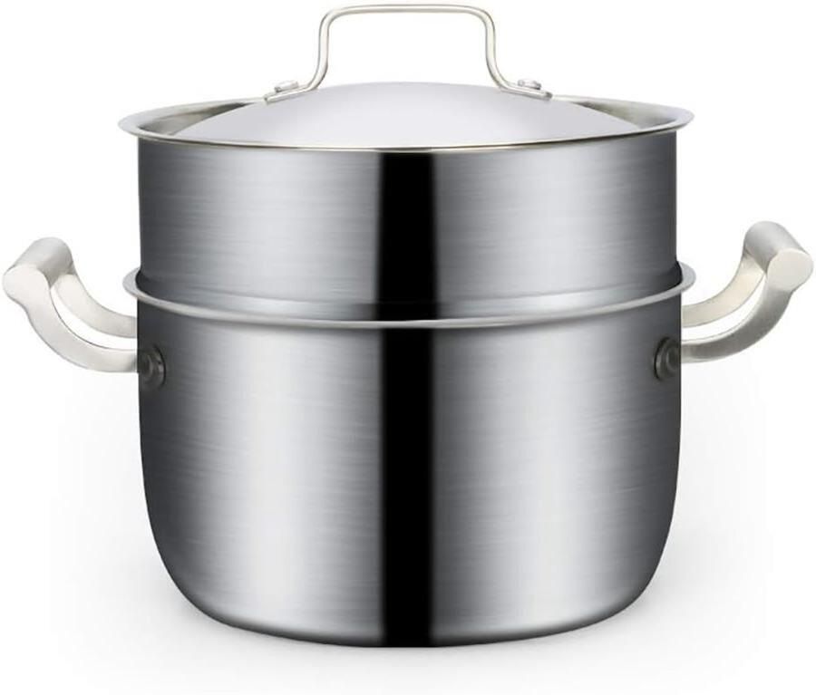 Roestvrijstalen Stoompan Kookpan Deksel Gezond Koken Ingekapselde Bodem 16cm Zilverkleurig
