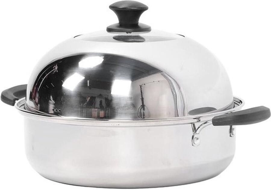 Roestvrijstalen Stoompan Kookpan Inzet Gezond Koken Dubbele Laag 32 cm Diameter Zilverkleurig