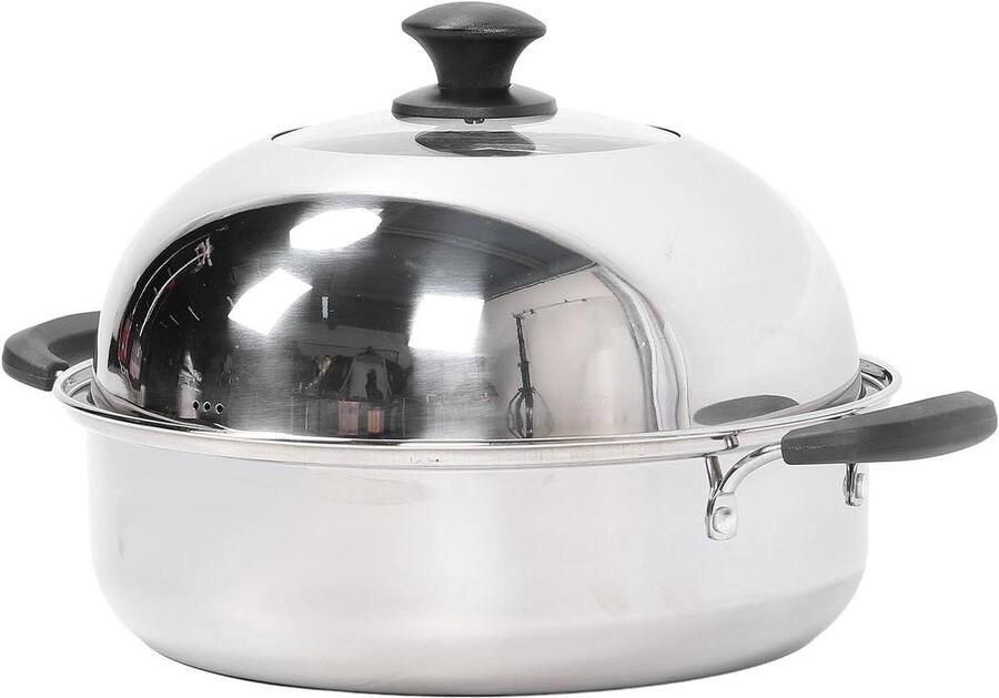 Roestvrijstalen Stoompan Kookpan Inzet Gezond Koken Dubbele Laag 32 cm Diameter Zilverkleurig