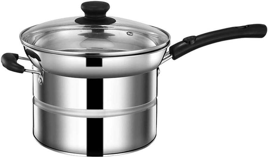 Roestvrijstalen stoompan Kookpan stomer Gezond Koken Gelijkmatige warmteverdeling 40 x 22 x 26.5 cm Zilver