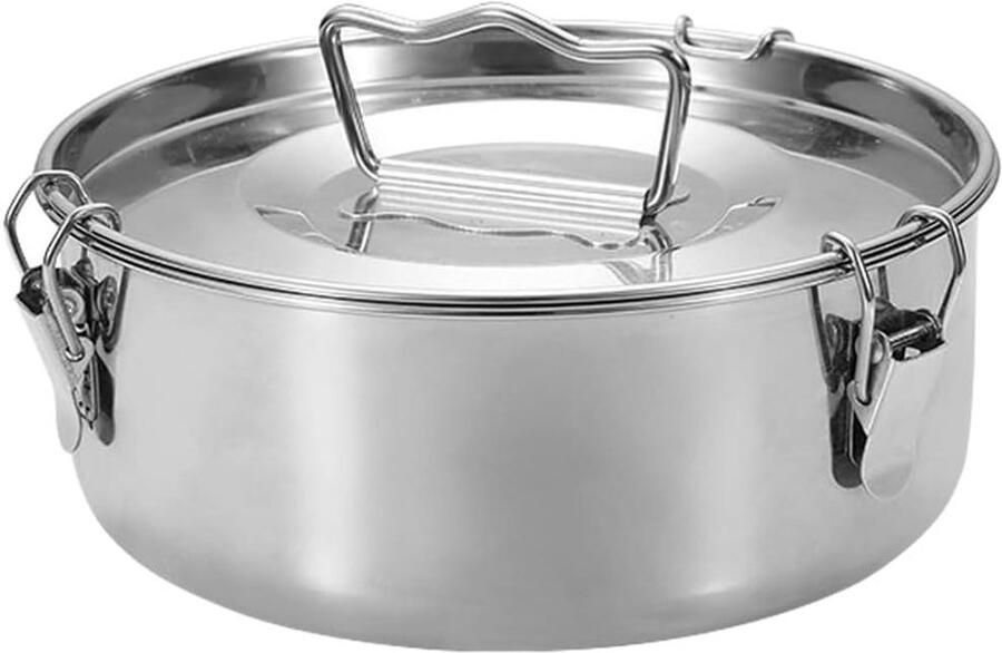 Roestvrijstalen Stoompan Kookpot Deksel Gezond Koken Vergrendelbare Klik 20 x 20 x 8 cm Zilver