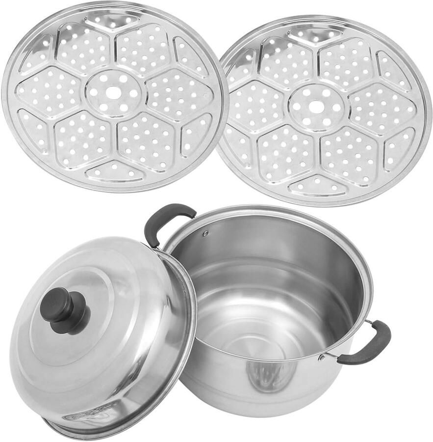 Roestvrijstalen Stoompan Kookpot met deksel Gezond koken Dubbele laag N.v.t. Zilver