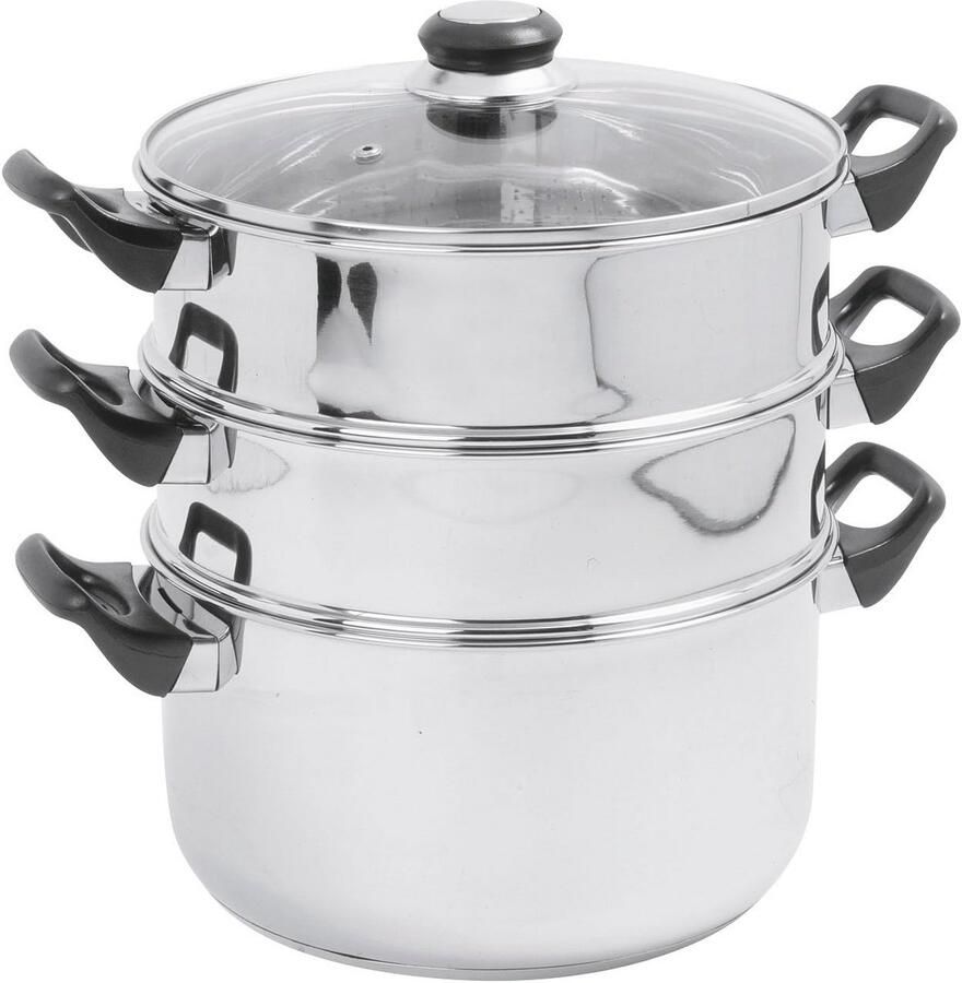Roestvrijstalen stoompan met glazen deksel 24 cm