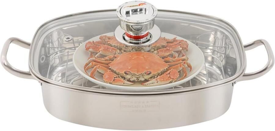 Roestvrijstalen Stoompan Soeppan Kookpan Gezond Koken Met Timer 6 liter Zilver