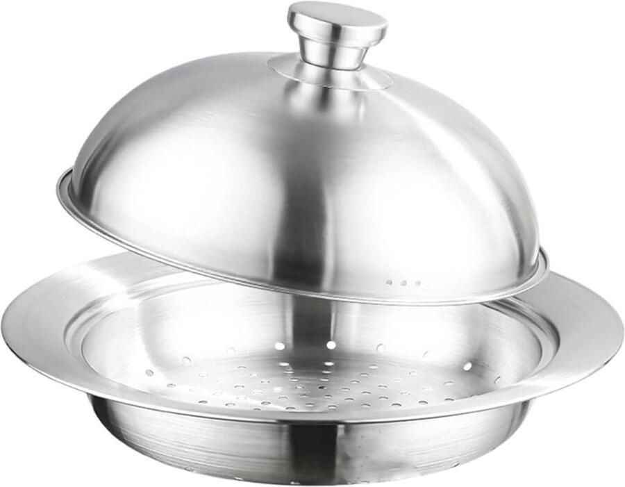 Roestvrijstalen stoompan Stoommand groenten Gezond koken Inductie compatibel 24 cm Zilverkleurig