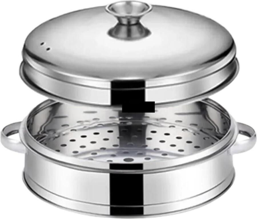 Roestvrijstalen Stoompan Stoommand Inzet Gezond Koken Meerlaags Ontwerp 27.4 cm Zilverkleurig