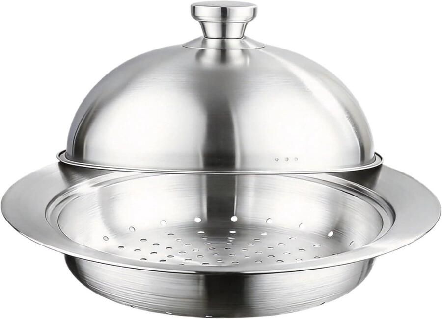 Roestvrijstalen stoompan Stoommand kookgerei Gezond koken Inductie compatibel 24 cm Zilverkleurig