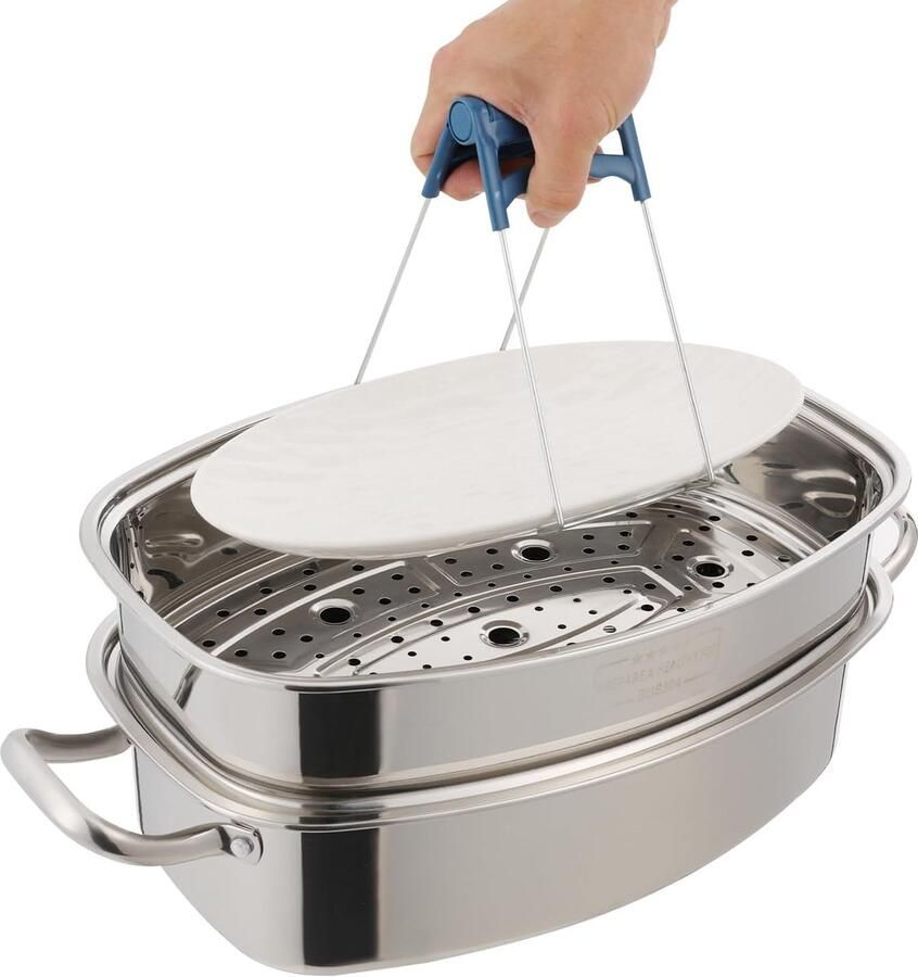 Roestvrijstalen stoompan Tweedelige pan Gezond koken Met timer 6 liter Zilver
