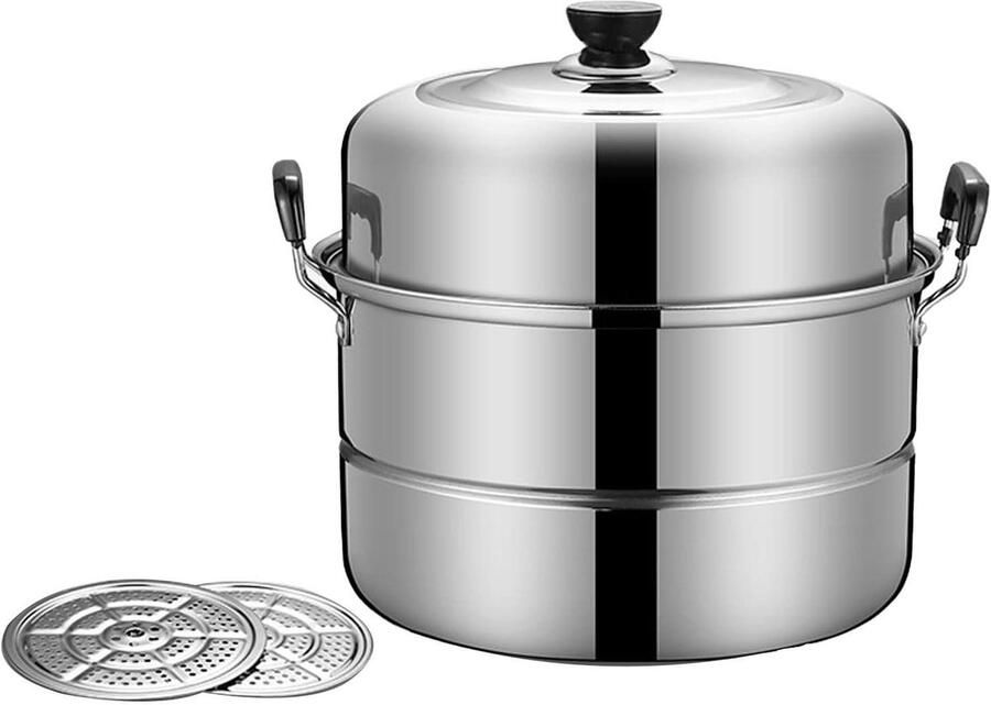 Roestvrijstalen Stoompan Voorraadpan Soeppan Gezond Koken Verdikt Materiaal Meerlaags Zilver