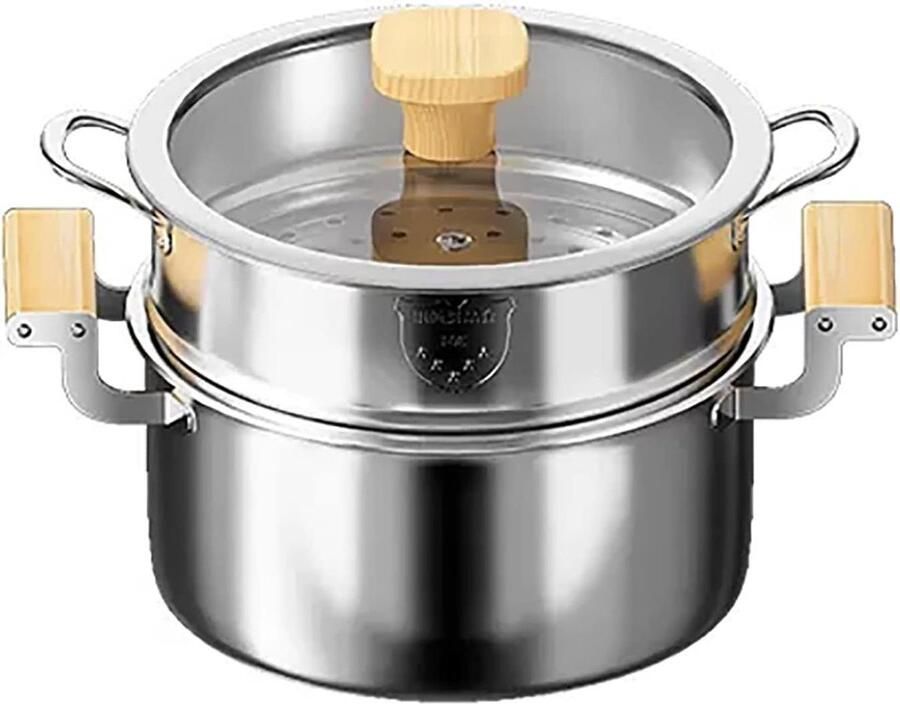 Roestvrijstalen Stoompan Voorraadpot Kookpot Gezond Koken 316 Roestvrij Staal 18 cm Zilver
