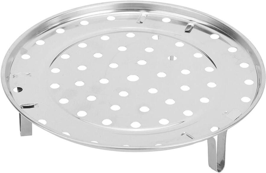 Roestvrijstalen Stoomplank Stoombak Koken Gelijkmatig Koken Verhoogd Beugelontwerp Diameter 24 cm Zilver