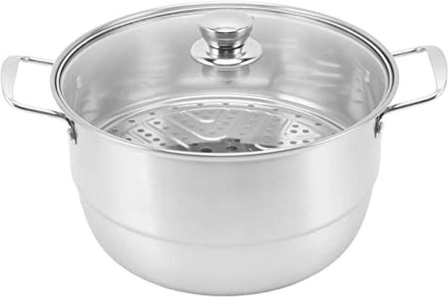 Roestvrijstalen Stoompot met Glazen Deksel Ideaal voor Groenten en Zeevruchten