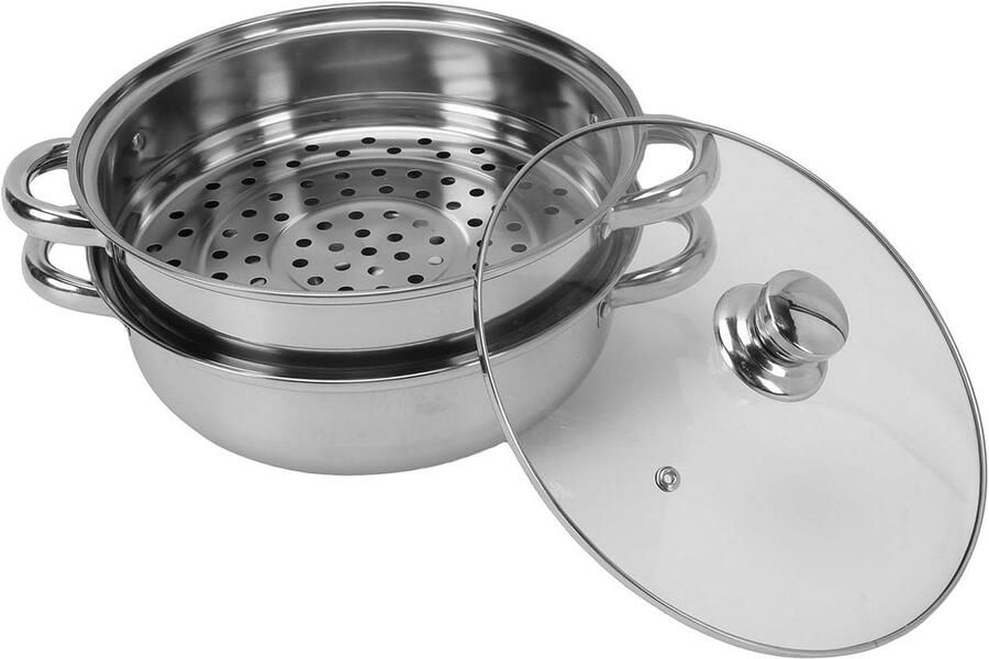 Roestvrijstalen Stoompan Stoomkoker Groenten Gezond Koken Energie-efficiënt 27.5 x 18.5 cm Zilver