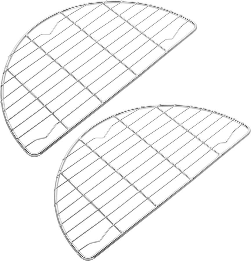 Roestvrijstalen Stoomrek Halfrond Koelrek Grillen en Stomen Ruimtebesparend Opvouwbaar 20 x 10 cm Zilver