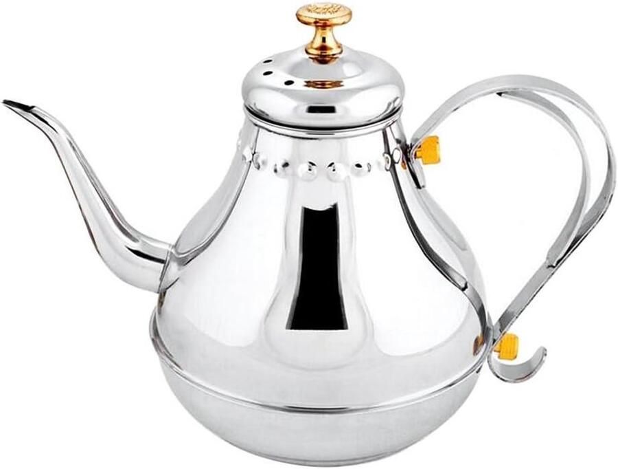 Roestvrijstalen Theeketel Koffiepot Waterketel Thee Koffie Zetten Zwanenhals Schenktuit 12 Liter Zilver